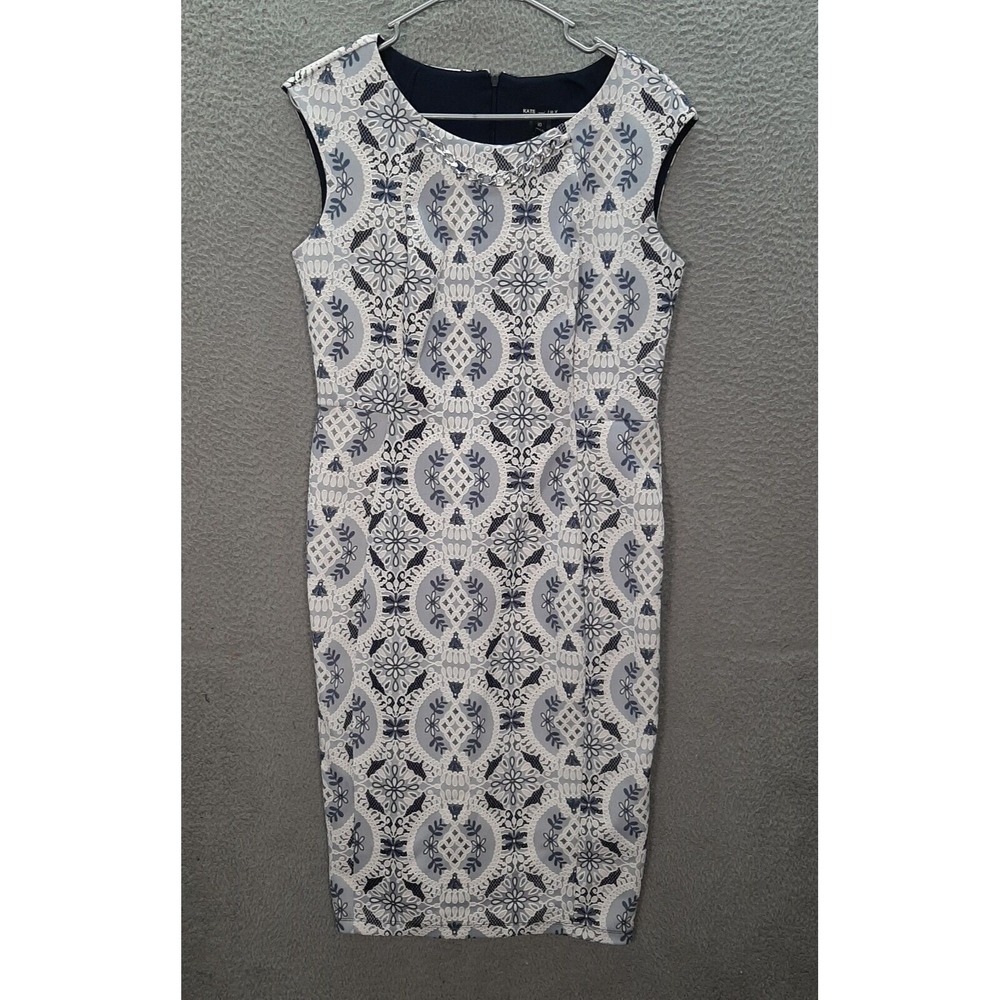 Kate And Lily Dress Womens 10 White‎ Blue Floral Lace Nautical Preppy Summer
